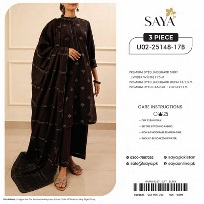 Saya Unstitched Jacquard 100% Original Cotton 3 PCs Suit In WHOLESALE PRICE 💯✨