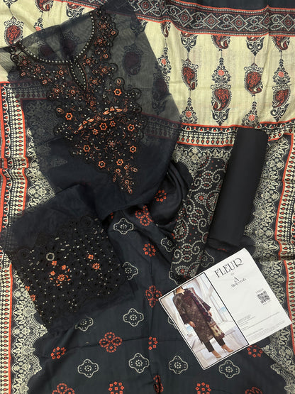Fleur By Almeerah - Navy Eclipse – Digital Chundri Lawn