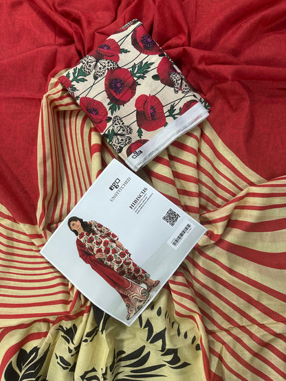 EGO RED (S+D) UNSTITCHED 2PCS DIGITAL PRINTED LAWN COLLECTION
