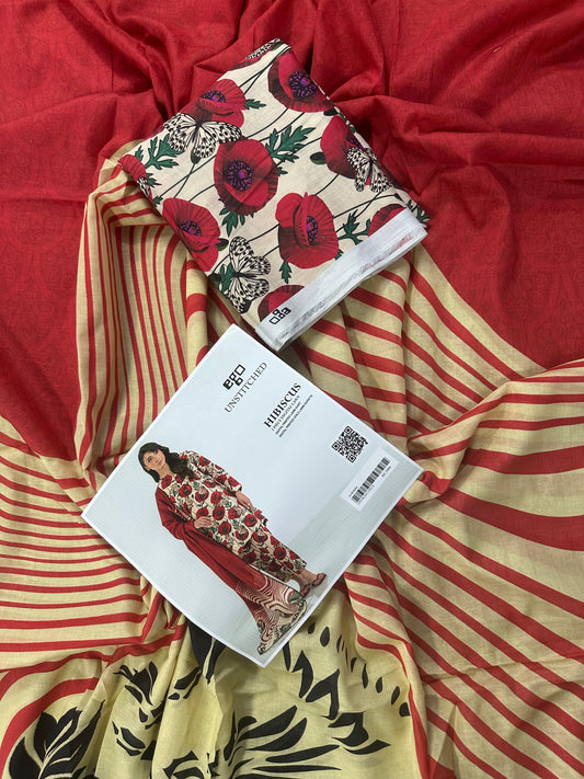 EGO RED (S+D) UNSTITCHED 2PCS DIGITAL PRINTED LAWN COLLECTION