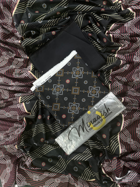 Minash D - 4 - 3PCs Unstitched Printed Lawn Collection