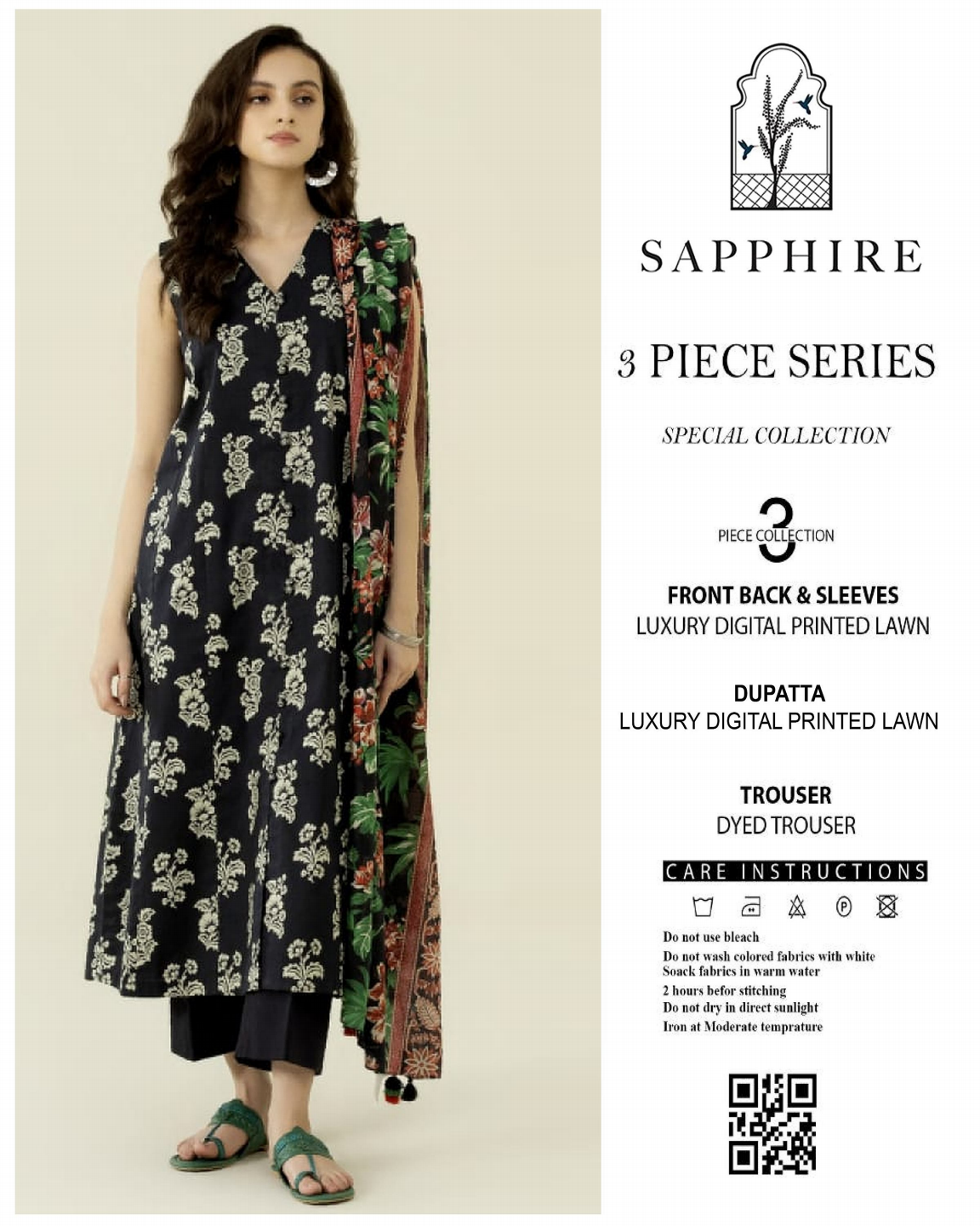 Sapphire Unstitched Lawn 3 Pieces in Wholesale Price 🔥❤️