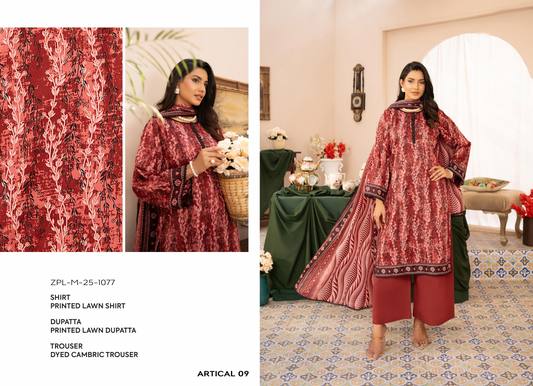 Zesh Unstitched Lawn 3 Piece 100% Original 🔥❤️