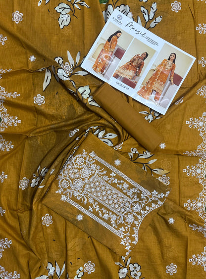 Amaira Manzil Luxury Embroidered Lawn 3 Piece Unstitched Collection