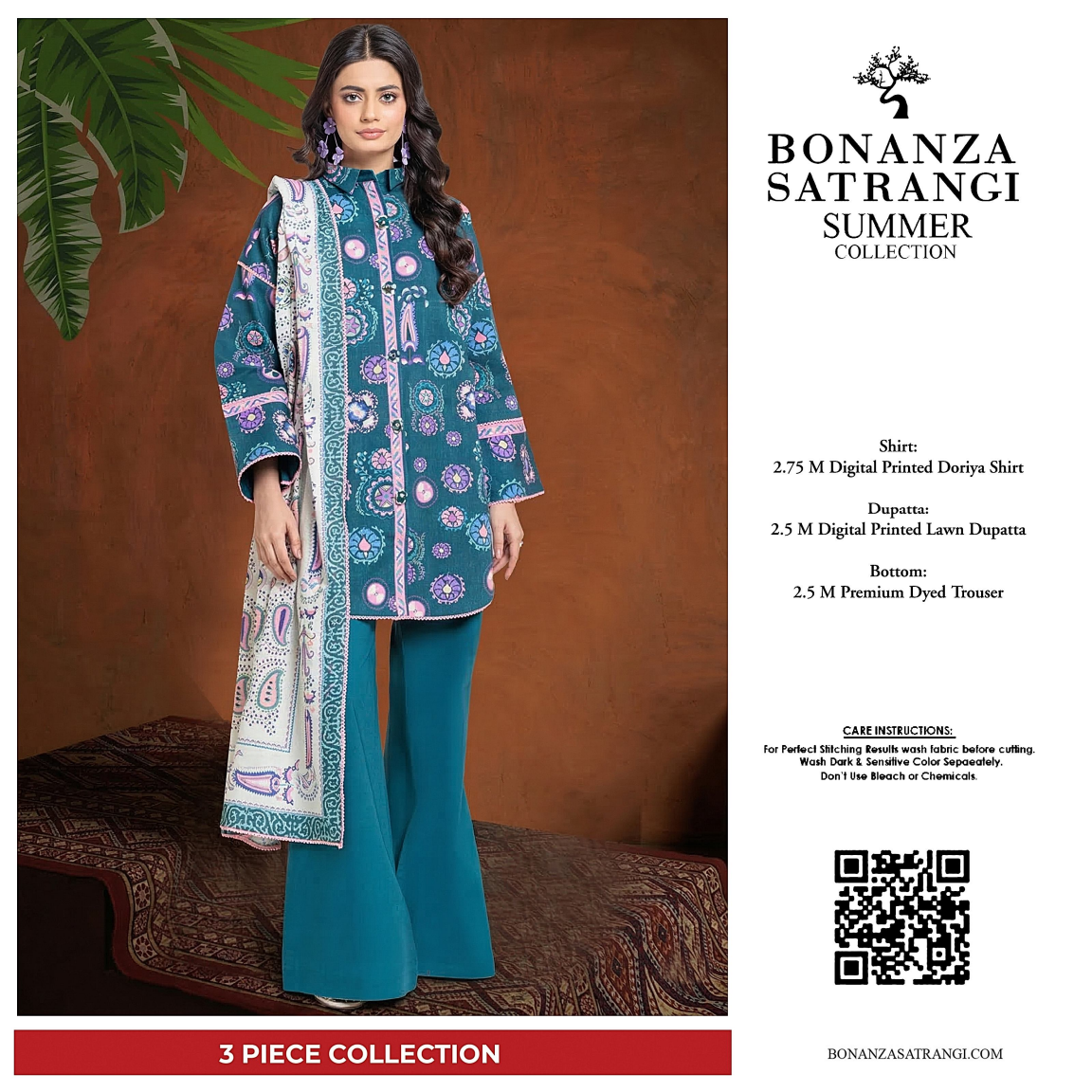 Bonanza Satrangi Bluey 3 PCs Doriya Lawn Unstitched Collection