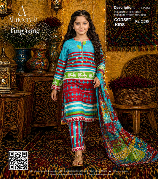 Almeerah Ting Tone Unstitched Kids 2Pcs Collection
