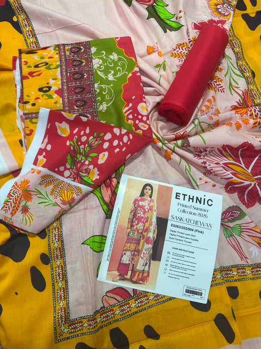 Ethnic Pink Digital Printed Lawn Collection