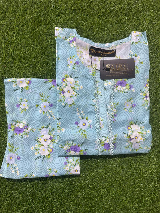 Saira & Samina Stitched CORDSET 2PCs Pure Lawn – Ready to Wear Collection