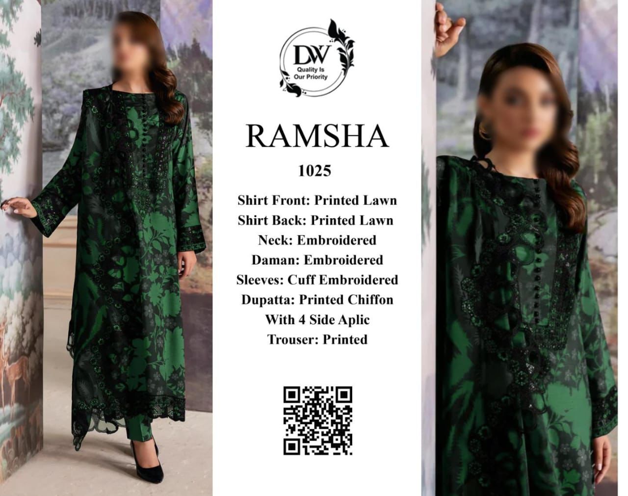 RAMSHA Elegant 3PC Unstitched Lawn Suit Collection