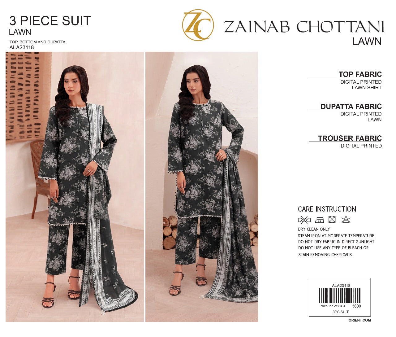 Zainab Chottani Unstitched Lawn 3 Piece in Wholesale Price 🔥
