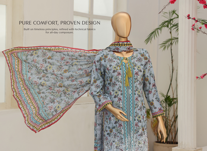 MTF Digital Printed Embroidered Lawn Collection 2026 Design No: 5