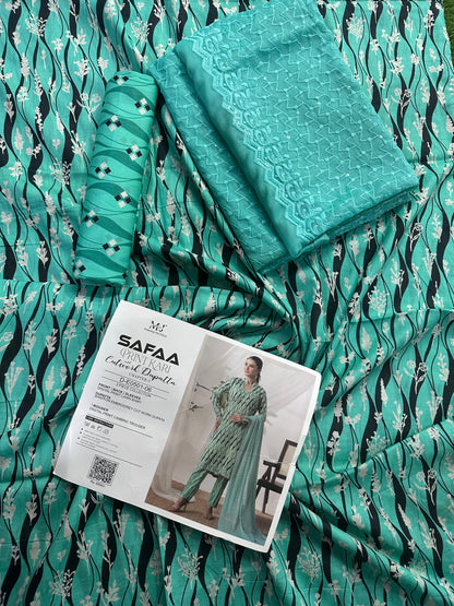 MJ Safaa Print Kari Lawn Collection – Chapter S - Premium Printed Lawn 3-Piece Suit Design#D-E0501-06