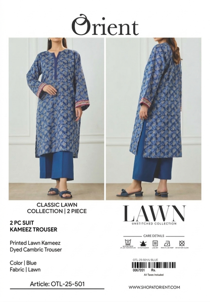 ✨ORIENT 100% ORIGINAL Unstitched Lawn 2 Piece ✨ Design: OTL-25-501