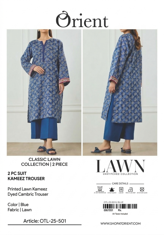 ✨ORIENT 100% ORIGINAL Unstitched Lawn 2 Piece ✨ Design: OTL-25-501