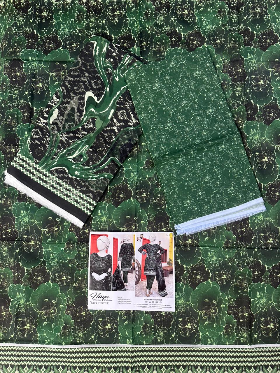 HAYA Fresh Arrival – Digital Printed MEKO Lawn 3PC Collection Design# 3