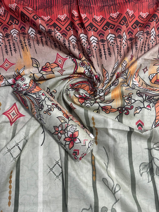 Baroque Grey (S+D) 2 PCs Unstitched Lawn Collection