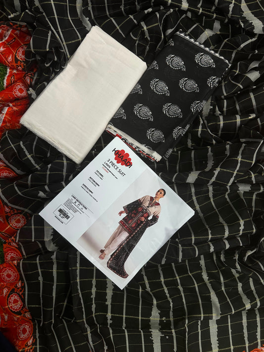 Khaadi Black-Beige SS2608A 3-Piece