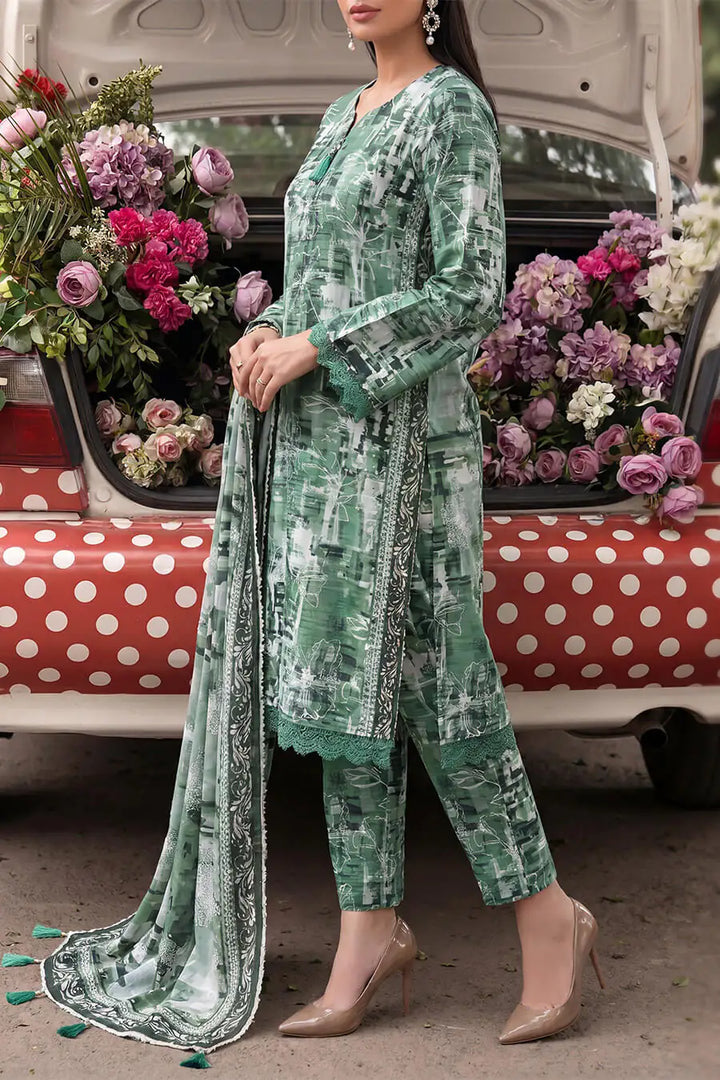 Floral Fusion By Almeerah D-9 -  3Pcs Printed Stripe Collection