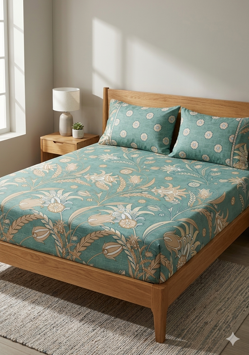 SALONIKA PURE COTTON BEDSHEETS Most Demanding Collection Full Printed King Size Bedsheets
