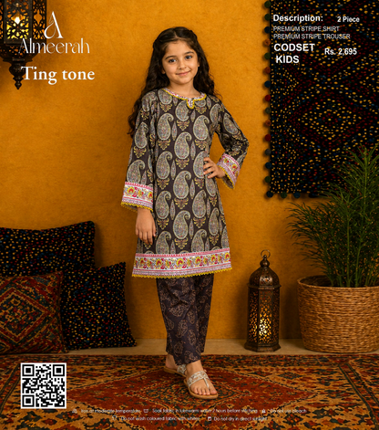 Almeerah Ting Tone Unstitched Kids 2Pcs Collection