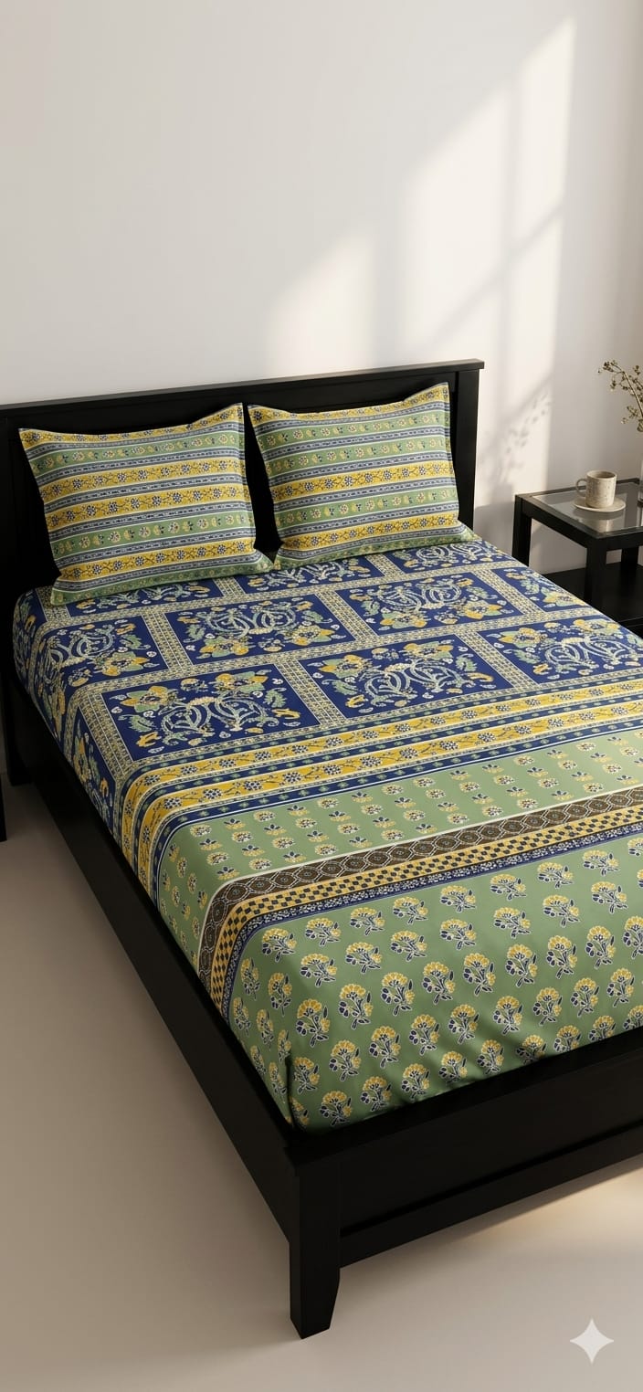 SALONIKA PURE COTTON BEDSHEETS Most Demanding Collection Full Printed King Size Bedsheets
