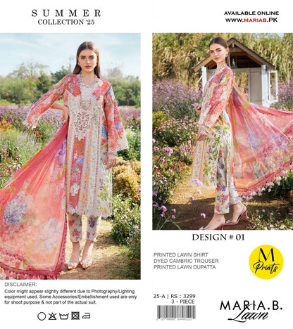 Maria.B Lawn Unstitched 3 Piece With Dyed Trouser/- 💞✨👌