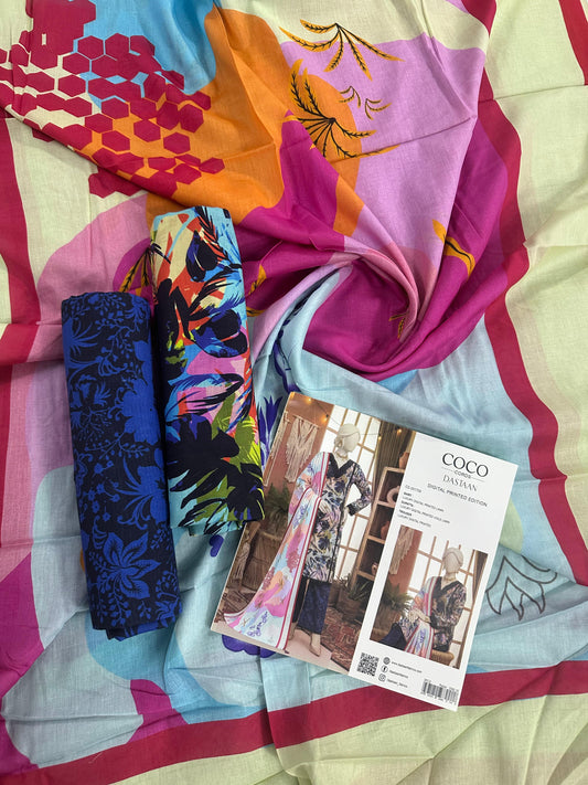 COCO CORDS BY DASTAN Unstitched Original Lawn 3 Piece Collection Designs #8