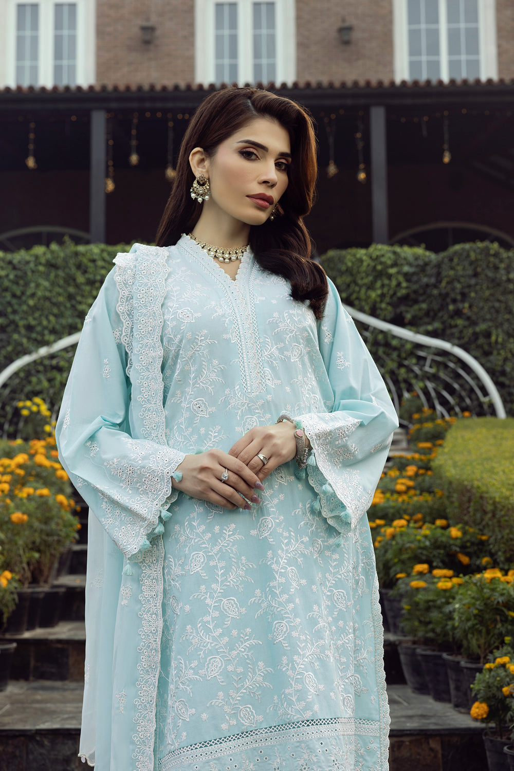 Lakhany Ice Blue Eid Collection Unstitched ChikanKari 3 Piece 🔥