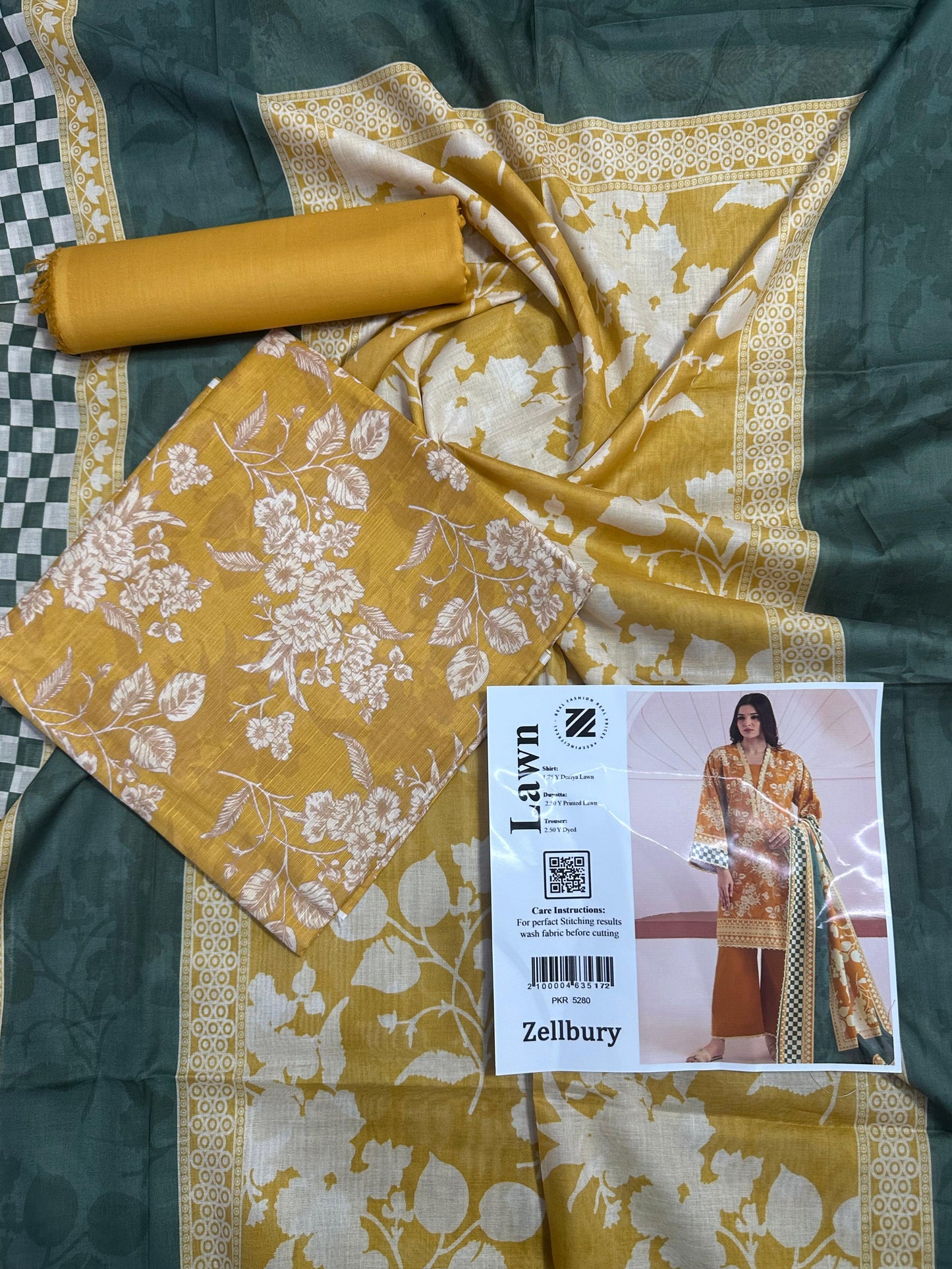 Zellbury Doriya Lawn 3 Pcs Unstitched Collection D.C:- WUC25X20180