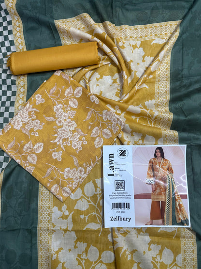 Zellbury Doriya Lawn 3 Pcs Unstitched Collection D.C:- WUC25X20180