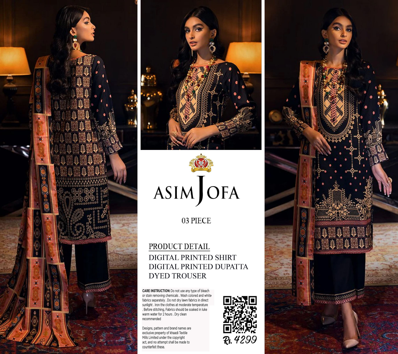 ASIM JOFA 3PC UNSTITCHED DIGITAL PRINTED COLLECTION