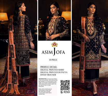 ASIM JOFA 3PC UNSTITCHED DIGITAL PRINTED COLLECTION