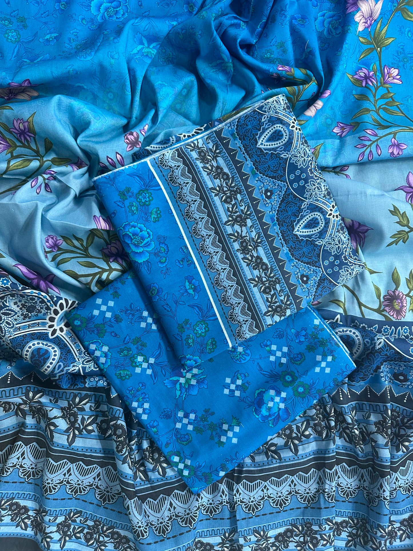 Shaista/Alhamra Blue Printed 3Pcs