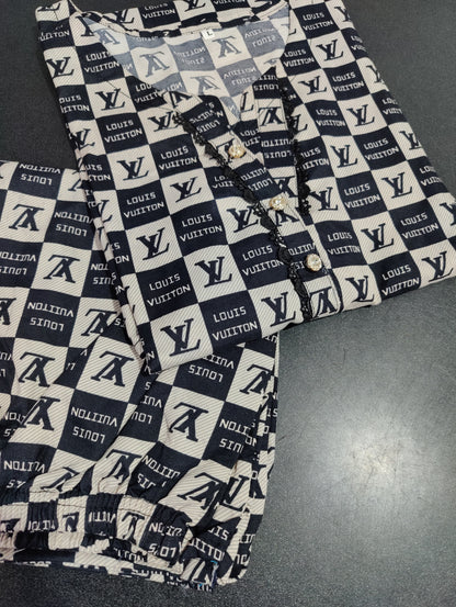 Stitched 2 Pieces Polo Allover Cords Set