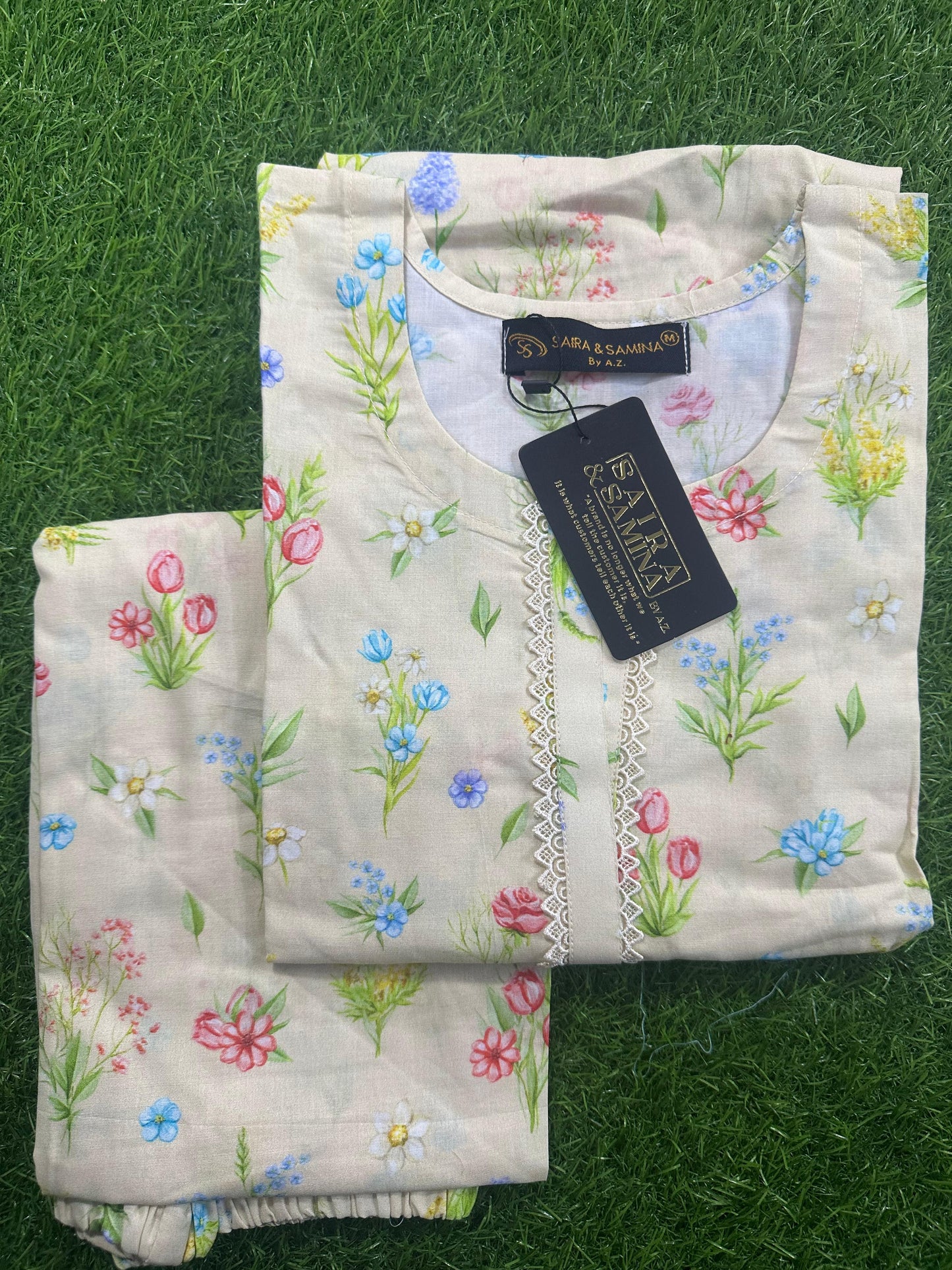 Saira & Samina Stitched CORDSET 2PCs Pure Lawn – Ready to Wear Collection