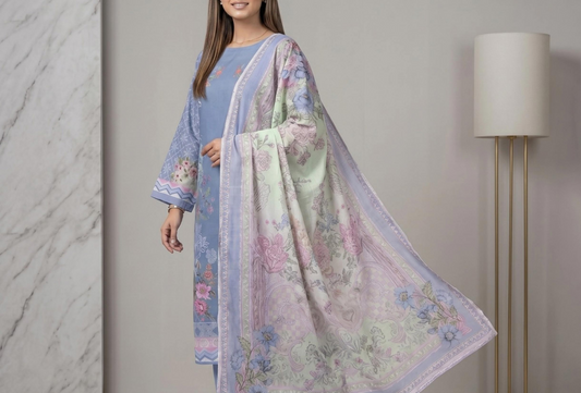 Eshaal Premium 3PC Lawn Collection Design No# SSW6U3P414UT