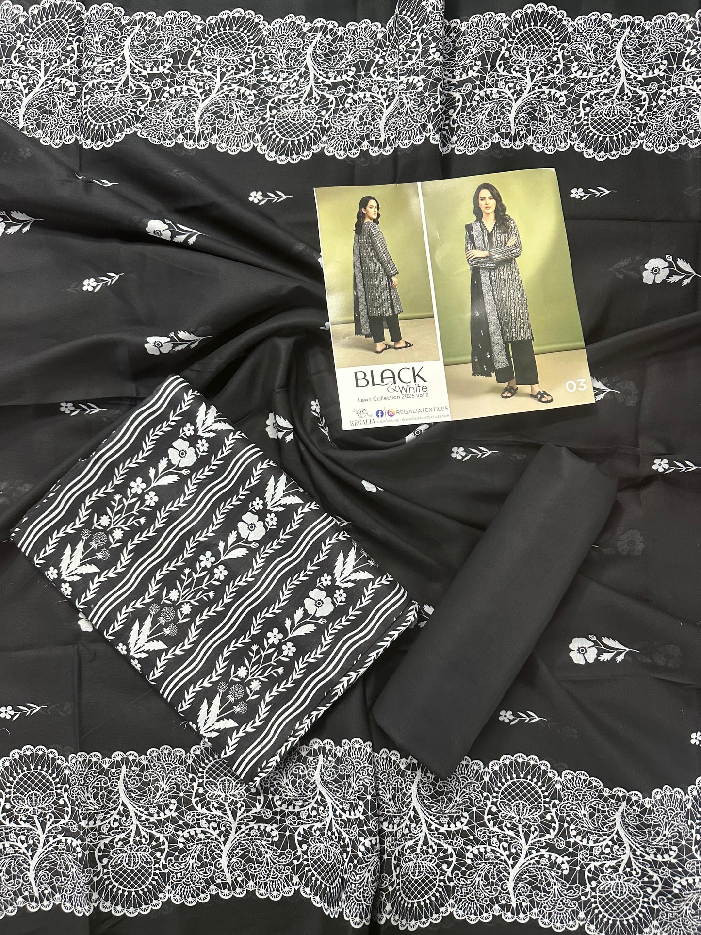 Salina Black & White Lawn Collection Vol-2 Design # 3