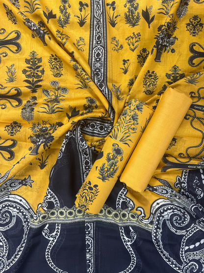 ZAMAN PRINTED UNSTITCHED 3PCS COLLECTION
