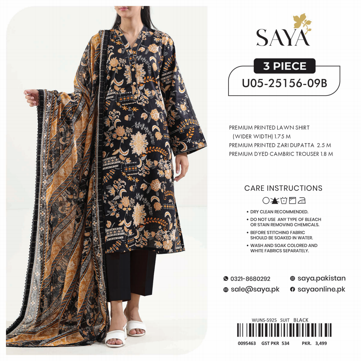 Saya Unstitched 100% Original LAWN 3P Suit In WHOLESALE PRICE 💯✨