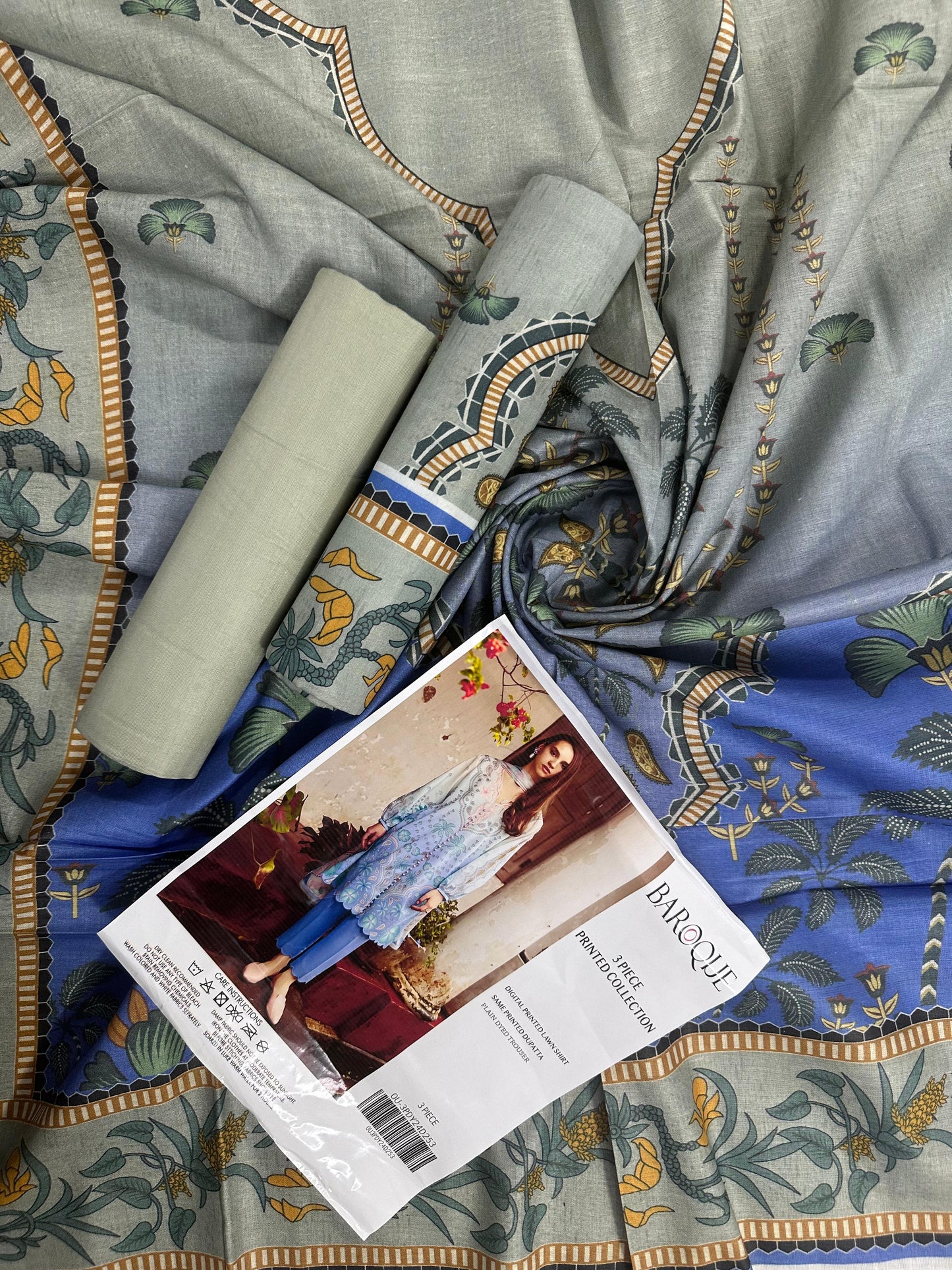 Baroque Denim Printed Lawn 3-Piece