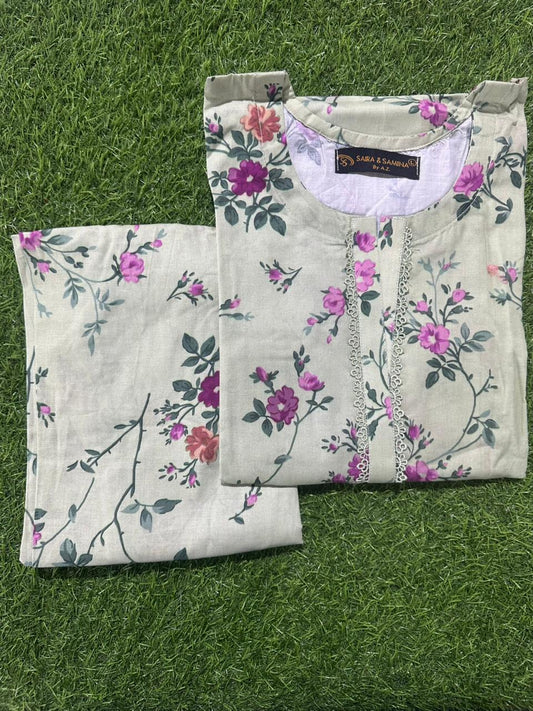 Saira & Samina Stitched CORDSET 2PCs Pure Lawn – Ready to Wear Collection