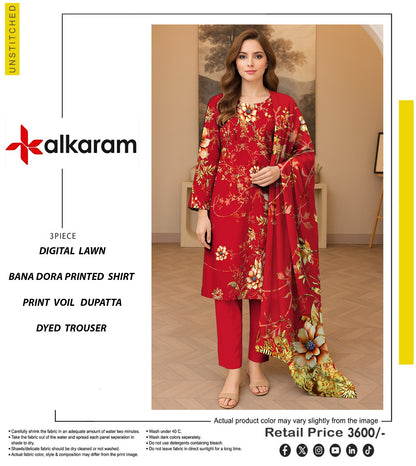 🔥 ALKARAM Tanadora – Premium Luxury Collection 🔥Deep Rose Red / Magenta