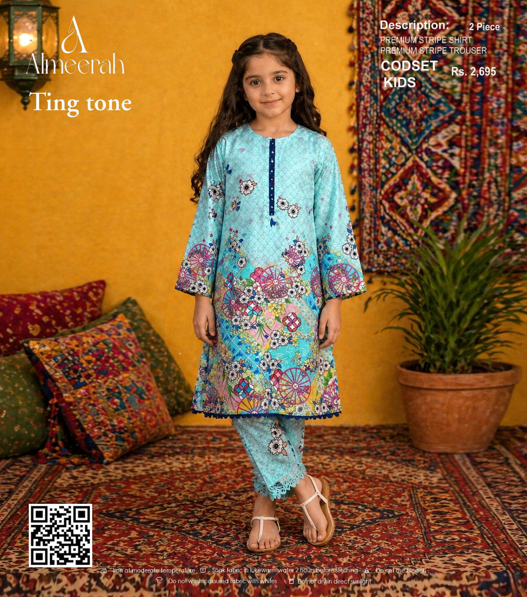 Almeerah Ting Tone Unstitched Kids 2Pcs Collection