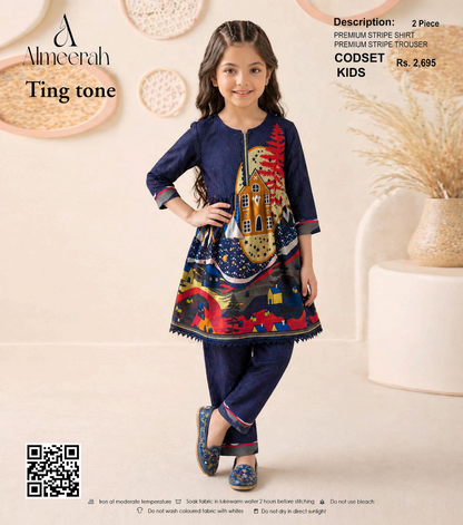Almeerah Ting Tone Unstitched Kids 2Pcs Collection