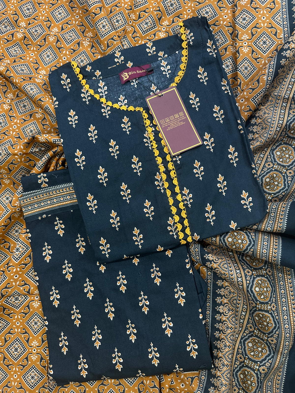 Bin Saeed Ash Black Stitched 3Pcs