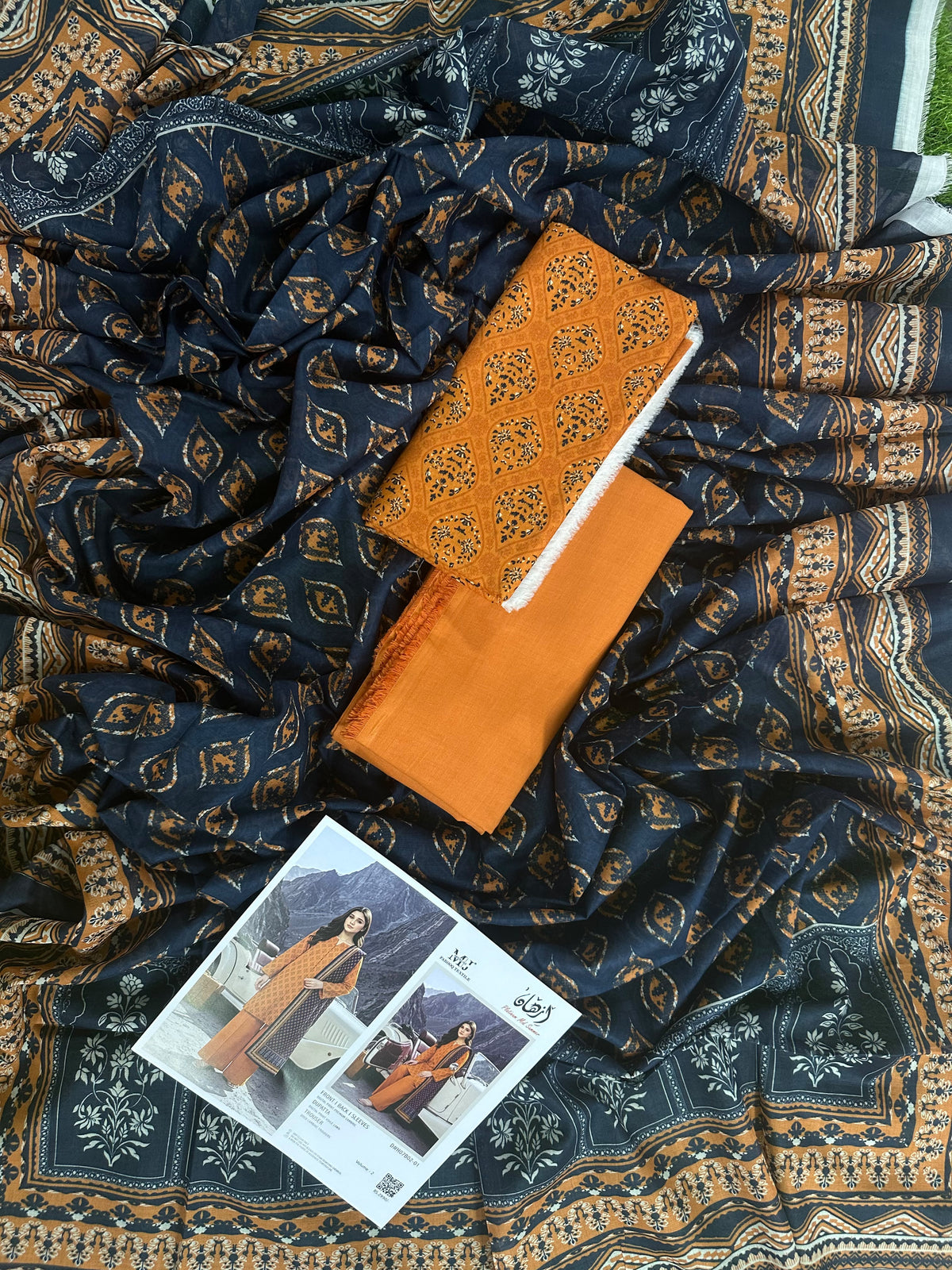 Izhaan MJ Orange D-01 3Pcs Printed