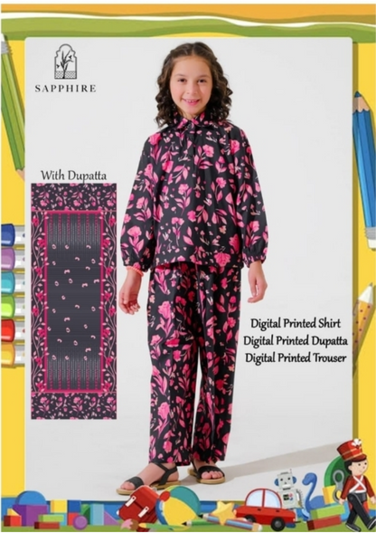 Sapphire Unstitched Kids Collection Lawn 3 Piece 💕👧