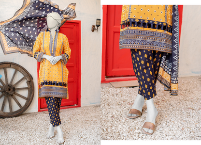 HAYA Fresh Arrival – Digital Printed MEKO Lawn 3PC Collection Design# 5