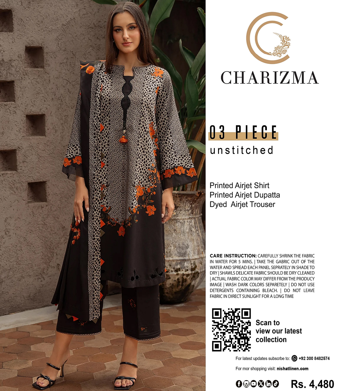 CHARIZMA LAWN COLLECTION 3 PIECE SUIT Design # 01