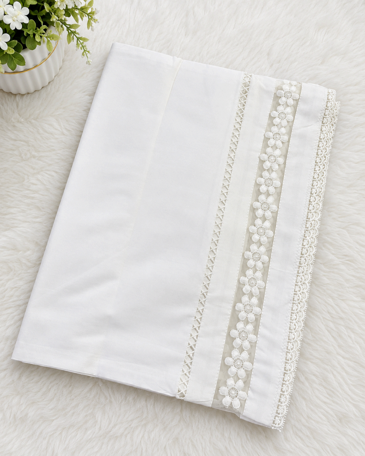 Stitched White Plazo Medium Randomly